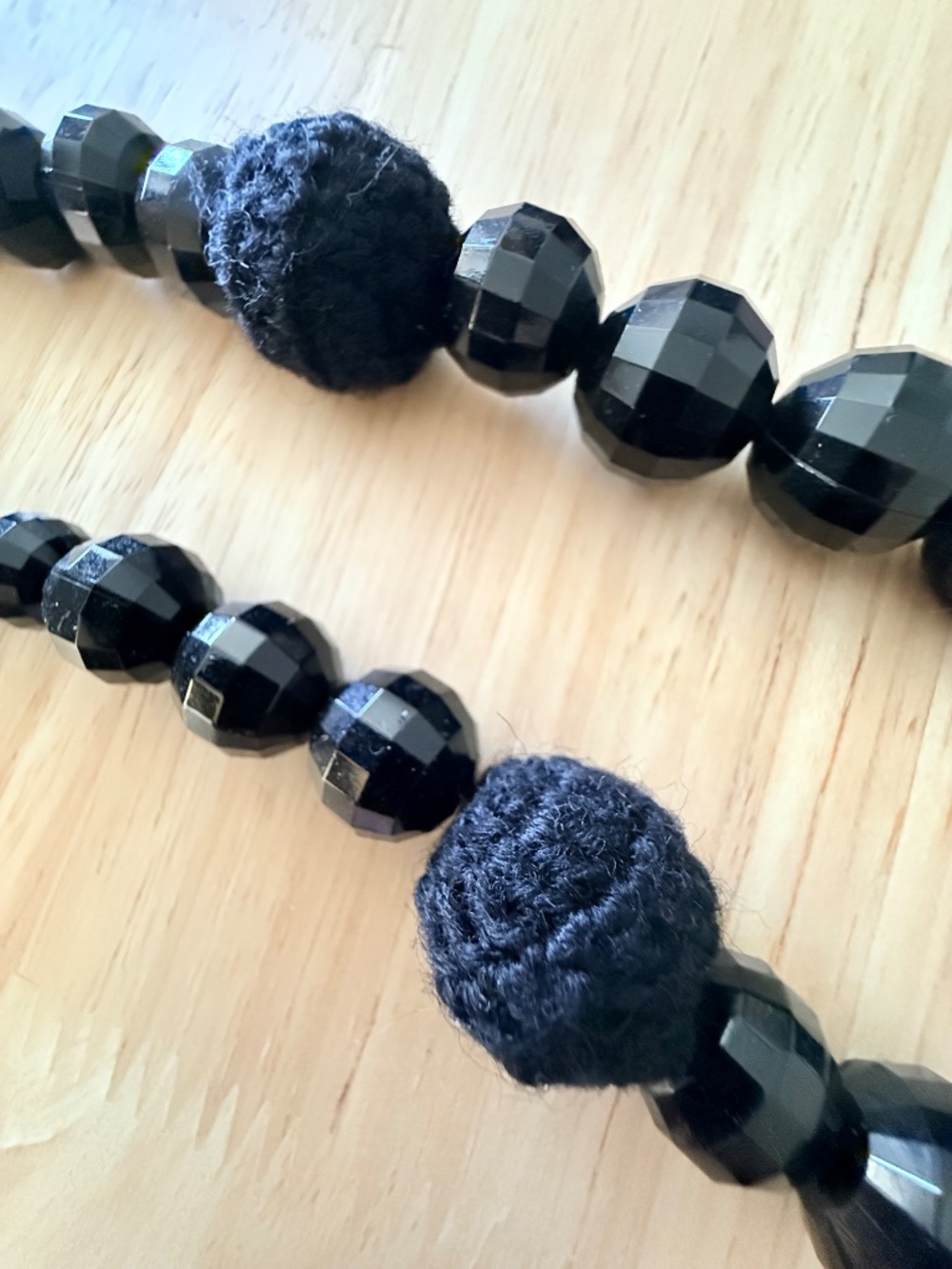 Vintage Black Beaded Long Necklace - Picture 2 of 6